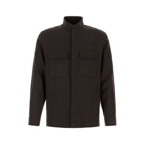 Zegna Men Dark Brown Linen Shirt